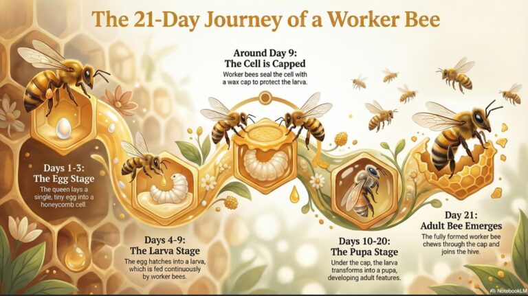 The 21 day Egg to Adult Timeline of a Worker Bee - Honey in the Heights